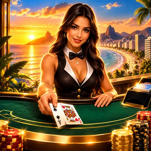Mesa de blackjack ao vivo com dealer distribuindo cartas